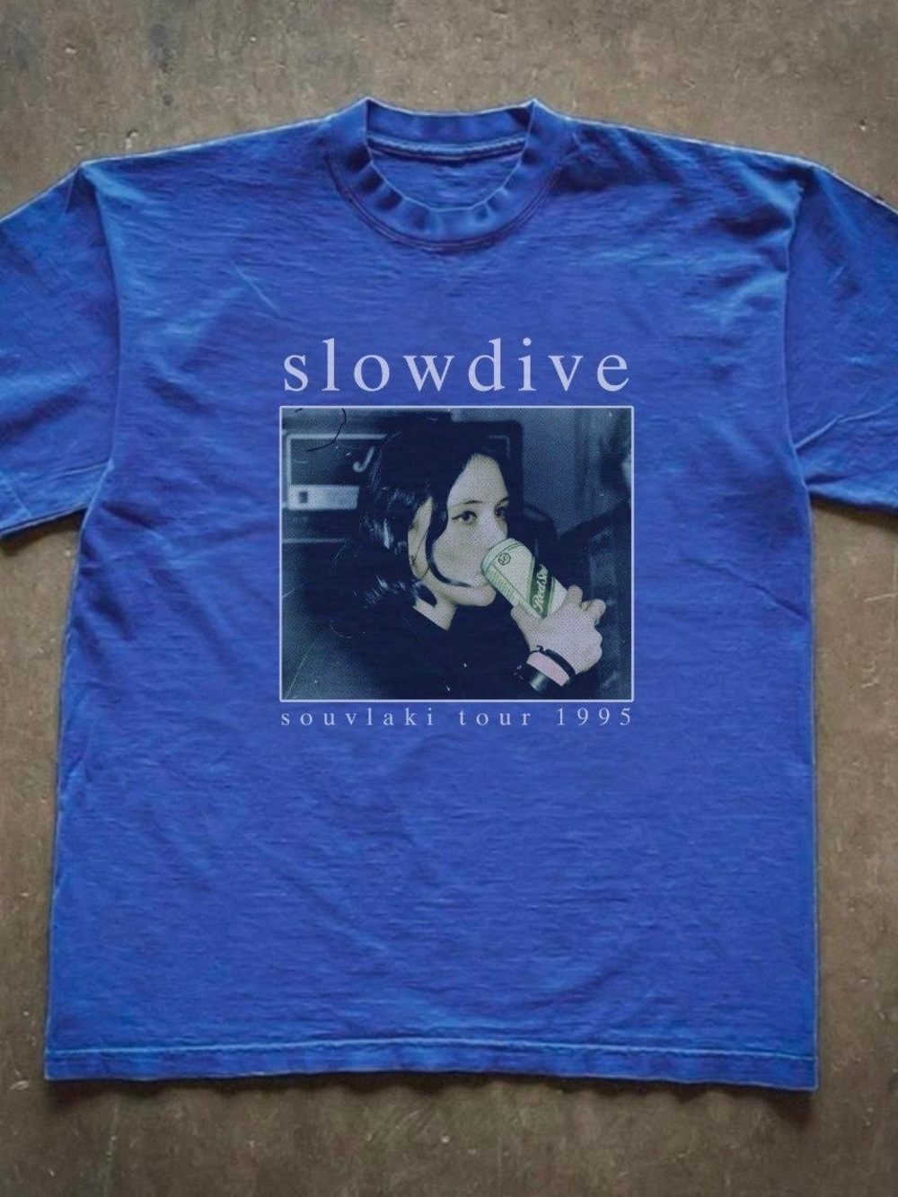 *Slowdive Souvlaki Tour 1995 Blue Graphic Tee Vintage Style*